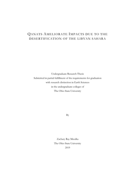 Qanats Ameliorate Impacts Due to the Desertification of the Libyan Sahara