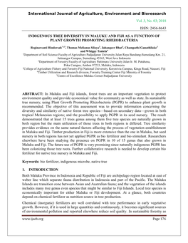 2018 Issn: 2456-8643 Indigenous Tree Diversity