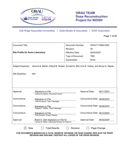 ORAU TEAM Dose Reconstruction Project for NIOSH