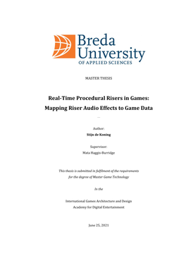 Real-Time Procedural Risers in Games: Mapping Riser Audio Effects to Game Data