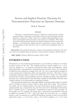 Inverse and Implicit Function Theorems for Noncommutative