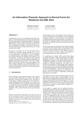 An Information-Theoretic Approach to Normal Forms for Relational and XML Data