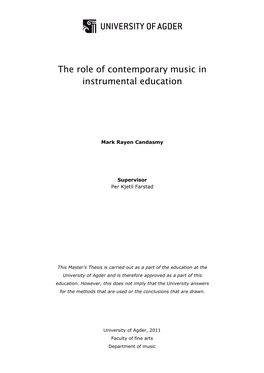 The Role of Contemporary Music in Instrumental Education