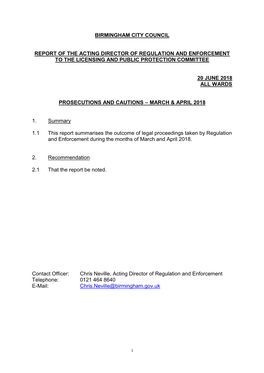 Birmingham City Council Report of the Acting