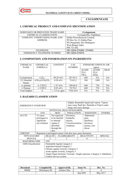 MSDS Cyclopentane (1).Pdf