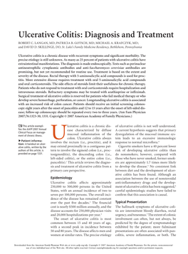 Ulcerative Colitis: Diagnosis and Treatment ROBERT C