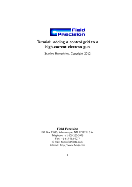Tutorial: Adding a Control Grid to a High-Current Electron Gun