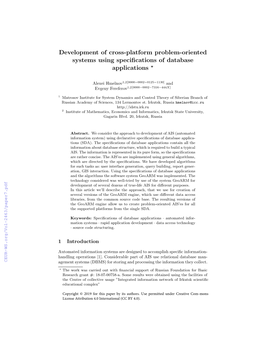 Development of Cross-Platform Problem-Oriented Systems Using Speciﬁcations of Database Applications ?