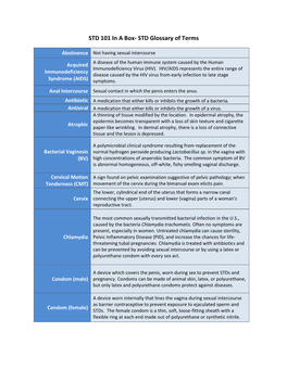 STD Glossary of Terms