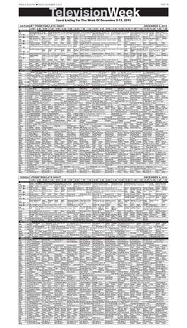 Televisionweek Local Listing for the Week of December 5-11, 2015