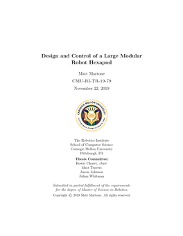 Design and Control of a Large Modular Robot Hexapod