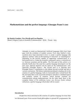 The Perfect Language and the Mathematicians