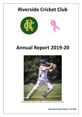 Riverside Cricket Club Annual Report 2019/20