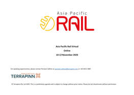 Asia Pacific Rail Virtual Online 10-12 November 2020