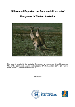 2013 Annual Report on the Commercial Harvest of Kangaroos