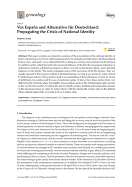 Vox España and Alternative Für Deutschland: Propagating the Crisis of National Identity