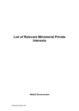 List of Relevant Ministerial Private Interests