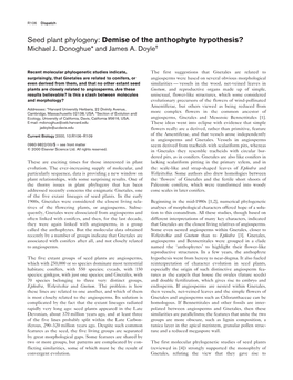 Seed Plant Phylogeny: Demise of the Anthophyte Hypothesis? Michael J