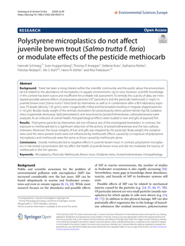 Polystyrene Microplastics Do Not Affect Juvenile Brown Trout (Salmo Trutta F