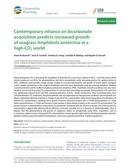 Contemporary Reliance on Bicarbonate Acquisition Predicts Increased Growth of Seagrass Amphibolis Antarctica in a High-CO2 World