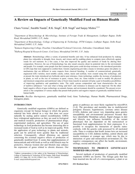 A Review on Impacts of Genetically Modified Food on Human Health