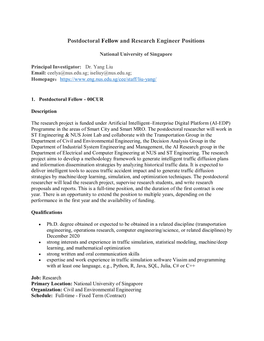 Postdoctoral Fellow and Research Engineer Positions