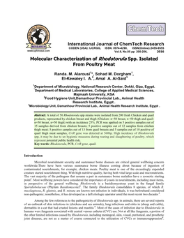 Molecular Characterization of Rhodotorula Spp. Isolated from Poultry Meat