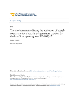 Coenzyme a Carboxylase-Α Gene Transcription by the Liver X Receptor Agonist T0-901317 Saswata Talukdar