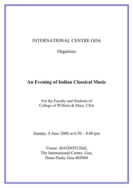 An Evening of Indian Classical Music