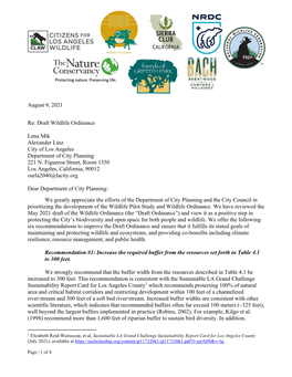 Letter on LA Wildlife Ordinance