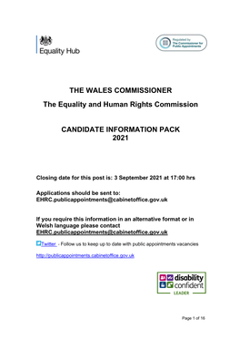 THE WALES COMMISSIONER the Equality and Human Rights