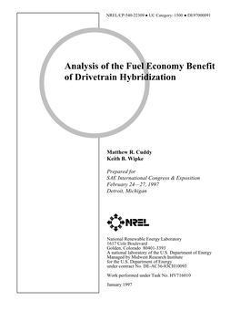 Analysis of the Fuel Economy Benefit of Drivetrain Hybridization