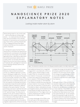 Nanoscience Prize 2020 Explanatory Notes