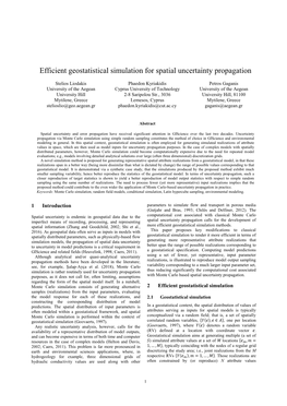 Efficient Geostatistical Simulation for Spatial Uncertainty Propagation