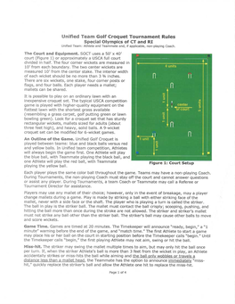 Unified Team Golf Croquet Tournament Rules Special Olympics of CT and RI Unified Team; Athlete and Teammate And, If Applicable, Non-Playing Coach