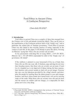 Food Ethics in Ancient China: a Confucian Perspective