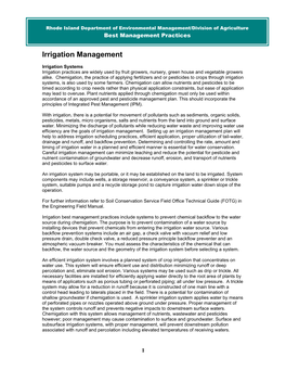 RI DEM/Agriculture Best Management Practices Irrigation