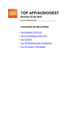 TOP AFP/AUDIOGEST Semana 52 De 2018