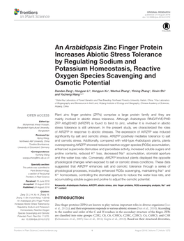 An Arabidopsis Zinc Finger Protein Increases Abiotic Stress Tolerance