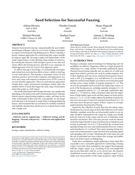 Seed Selection for Successful Fuzzing