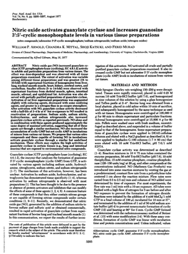 Nitric Oxide Activates Guanylate Cyclase and Increases Guanosine 3':5'