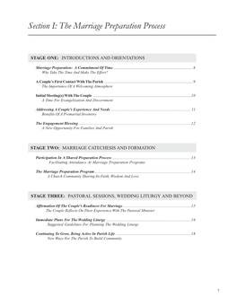 Section I: the Marriage Preparation Process