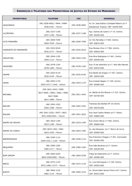Endereços E Telefones Das Promotorias De Justiça Do Estado Do Maranhão
