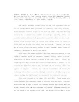 The Connally General Store and Leasburg, Caswell County, North Carolina As Seen Through the Store's Records, 1881 and 1895