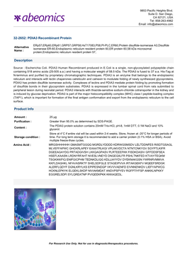 PDIA3 Recombinant Protein Description Product Info