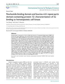 Characterization of Its Binding to Hematopoietic Cell Kinase Yue Zhang and Curtis T