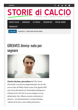 Greaves Jimmy: Nato Per Segnare