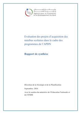 Evaluation Des Projets D'acquisition Des Minibus Scolaires Dans