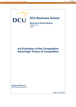 An Evaluation of the Comparative Advantage Theory of Competition