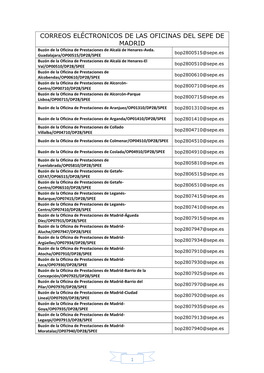 CORREOS ELÉCTRONICOS DE LAS OFICINAS DEL SEPE DE MADRID Buzón De La Oficina De Prestaciones De Alcalá De Henares-Avda